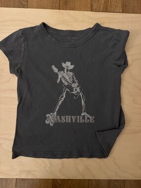 Brandy Melville Charcoal Nashville Skeleton Tee